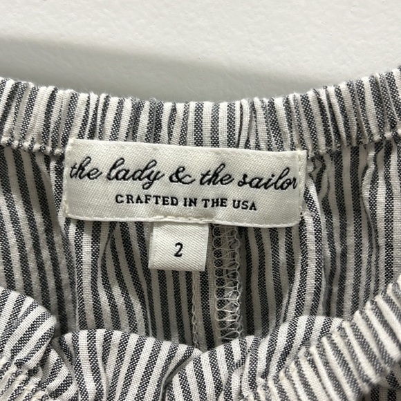 The Lady & The Sailor Cotton Pinstriped Maxi Dress Sz 2 - Picture 3 of 7